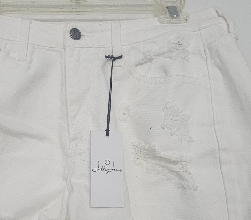 Jelly Beans White Frayed Jean Shorts - Picture 5 of 7